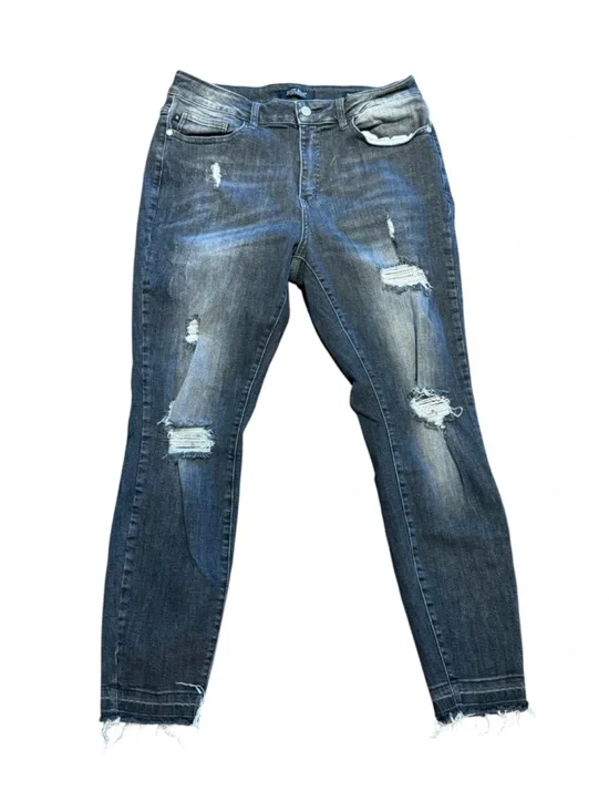 Judy Blue Women’s Size 14W Distressed Gray Skinny Jeans With Raw Edge Hem - Picture 1 of 10